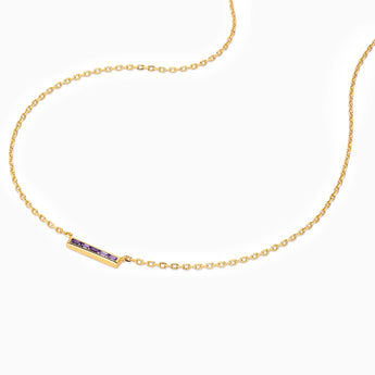 Baguette Amethyst Bar Necklace - Lucid Line 18KT Yellow Gold Vermeil Side View