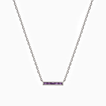 Baguette Amethyst Bar Necklace - Lucid Line 925 Sterling Front View