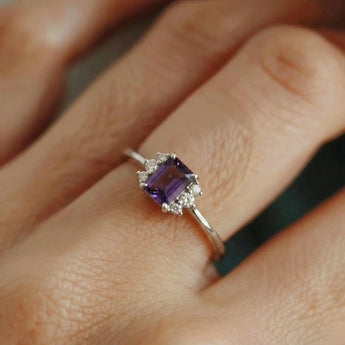 Baguette Amethyst Ring – Seraph 925 Sterling Silver Wearing Diagram