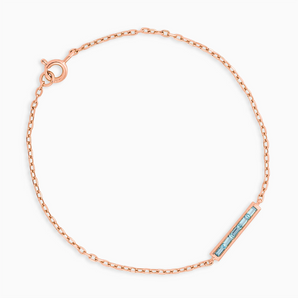 Baguette Aquamarine Bar Bracelet - Sleek Horizon 18KT Rose Gold Vermeil Front View