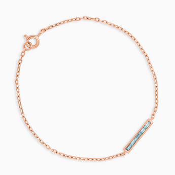 Baguette Aquamarine Bar Bracelet - Sleek Horizon 18KT Rose Gold Vermeil Front View