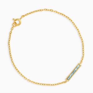 Baguette Aquamarine Bar Bracelet - Sleek Horizon 18KT Yellow Gold Vermeil Front View