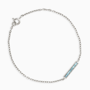 Baguette Aquamarine Bar Bracelet - Sleek Horizon 925 Sterling Front View
