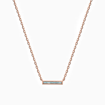 Baguette Aquamarine Bar Necklace - Lucid Line 18KT Rose Gold Vermeil Front View