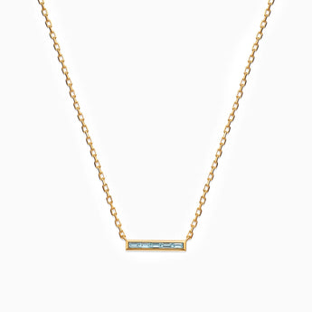 Baguette Aquamarine Bar Necklace - Lucid Line 18KT Yellow Gold Vermeil Front View