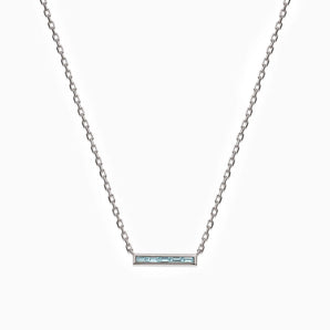 Baguette Aquamarine Bar Necklace - Lucid Line 925 Sterling Front View