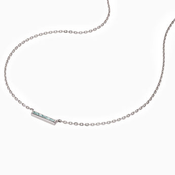 Baguette Aquamarine Bar Necklace - Lucid Line 925 Sterling Side View
