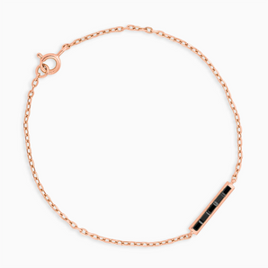 Baguette Black Onyx Bar Bracelet - Sleek Horizon 18KT Rose Gold Vermeil Front View