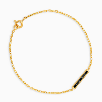 Baguette Black Onyx Bar Bracelet - Sleek Horizon 18KT Yellow Gold Vermeil Front View