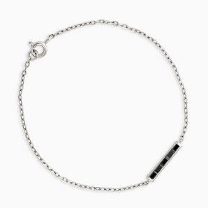 Baguette Black Onyx Bar Bracelet - Sleek Horizon 925 Sterling Front View