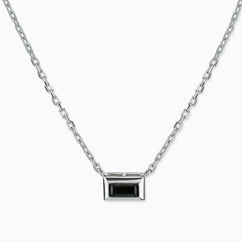Baguette Black Onyx Bezel Necklace - Axiom 925 Sterling Front View