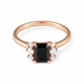 Baguette Black Onyx Ring – Seraph 18KT Rose Gold Vermeil Front View