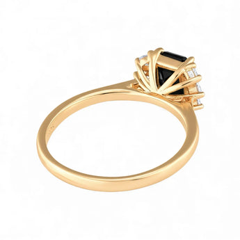 Baguette Black Onyx Ring – Seraph 18KT Yellow Gold Vermeil Back View