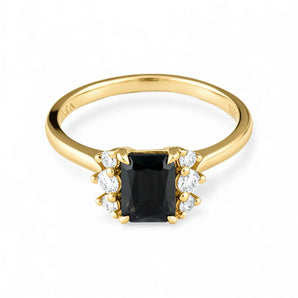 Baguette Black Onyx Ring – Seraph 18KT Yellow Gold Vermeil Front View