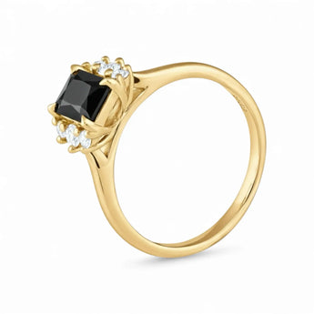 Baguette Black Onyx Ring – Seraph 18KT Yellow Gold Vermeil Side View