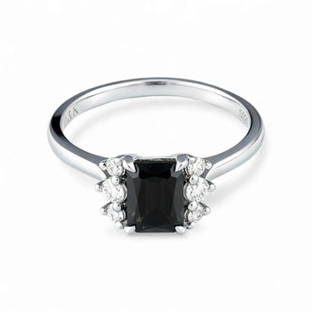Baguette Black Onyx Ring – Seraph 925 Sterling Silver Front View