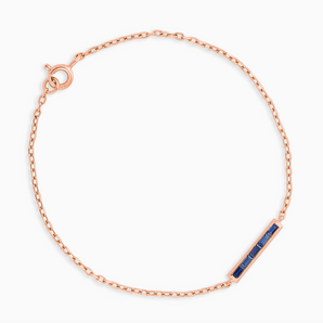 Baguette Blue Sapphire Bar Bracelet - Sleek Horizon 18KT Rose Gold Vermeil Front View