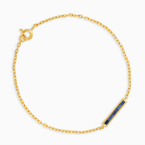 Baguette Blue Sapphire Bar Bracelet - Sleek Horizon 18KT Yellow Gold Vermeil Front View