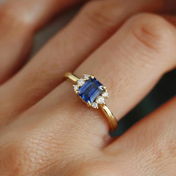 Baguette Blue Sapphire Ring – Seraph 18KT Yellow Gold Vermeil Wearing Diagram