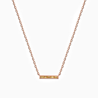 Baguette Citrine Bar Necklace - Lucid Line 18KT Rose Gold Vermeil Front View
