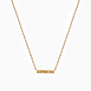 Baguette Citrine Bar Necklace - Lucid Line 18KT Yellow Gold Vermeil Front View