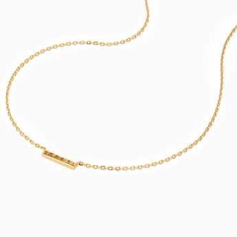 Baguette Citrine Bar Necklace - Lucid Line 18KT Yellow Gold Vermeil Side View
