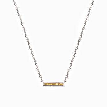 Baguette Citrine Bar Necklace - Lucid Line 925 Sterling Front View