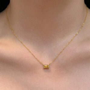 Baguette Citrine Bezel Necklace - Axiom 18KT Yellow Gold Vermeil Model Shot
