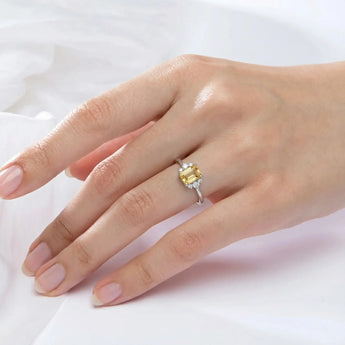 Baguette Citrine Ring – Seraph 925 Sterling Silver Wearing Diagram