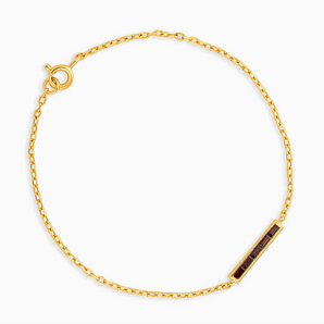 Baguette Garnet Bar Bracelet - Sleek Horizon 18KT Yellow Gold Vermeil Front View