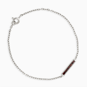 Baguette Garnet Bar Bracelet - Sleek Horizon 925 Sterling Front View