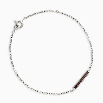 Baguette Garnet Bar Bracelet - Sleek Horizon 925 Sterling Front View