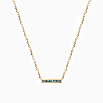 Baguette Labradorite Bar Necklace - Lucid Line 18KT Yellow Gold Vermeil Front View
