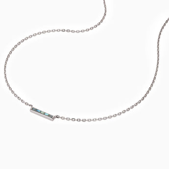 Baguette Labradorite Bar Necklace - Lucid Line 925 Sterling Side View