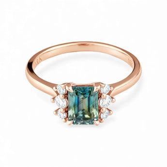 Baguette Labradorite Ring – Seraph 18KT Rose Gold Vermeil Front View