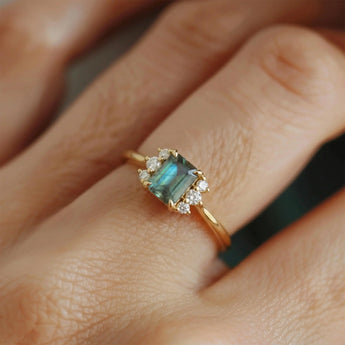 Baguette Labradorite Ring – Seraph 18KT Yellow Gold Vermeil Wearing Diagram