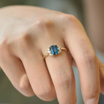 Baguette London Blue Topaz Ring – Seraph 18KT Yellow Gold Vermeil Wearing Diagram