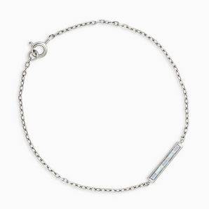 Baguette Moonstone Bar Bracelet - Sleek Horizon 925 Sterling Front View