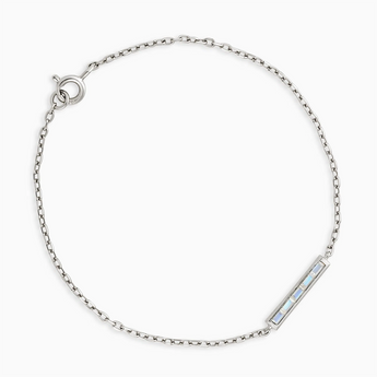 Baguette Moonstone Bar Bracelet - Sleek Horizon 925 Sterling Front View