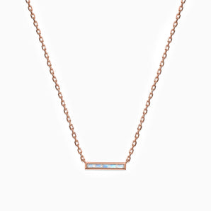 Baguette Moonstone Bar Necklace - Lucid Line 18KT Rose Gold Vermeil Front View
