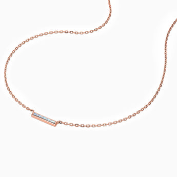 Baguette Moonstone Bar Necklace - Lucid Line 18KT Rose Gold Vermeil Side View