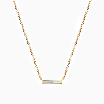 Baguette Moonstone Bar Necklace - Lucid Line 18KT Yellow Gold Vermeil Front View