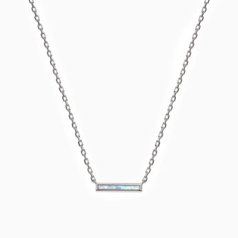 Baguette Moonstone Bar Necklace - Lucid Line 925 Sterling Front View