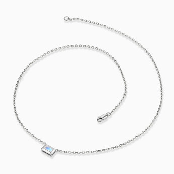 Baguette Moonstone Bezel Necklace - Axiom 925 Sterling Side View