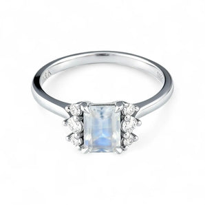 Baguette Moonstone Ring – Seraph 925 Sterling Silver Front View
