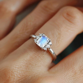 Baguette Moonstone Ring – Seraph 925 Sterling Silver Wearing Diagram