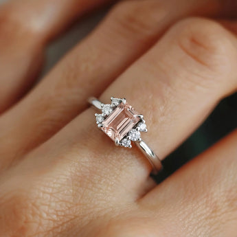 Baguette Morganite Ring – Seraph 925 Sterling Silver Wearing Diagram