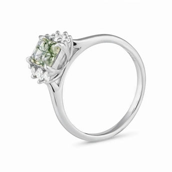 Baguette Moss Agate Ring – Seraph 925 Sterling Silver Side View
