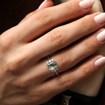 Baguette Moss Agate Ring – Seraph 925 Sterling Silver Wearing Diagram