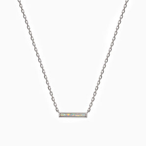 Baguette Opal Bar Necklace - Lucid Line 925 Sterling Front View